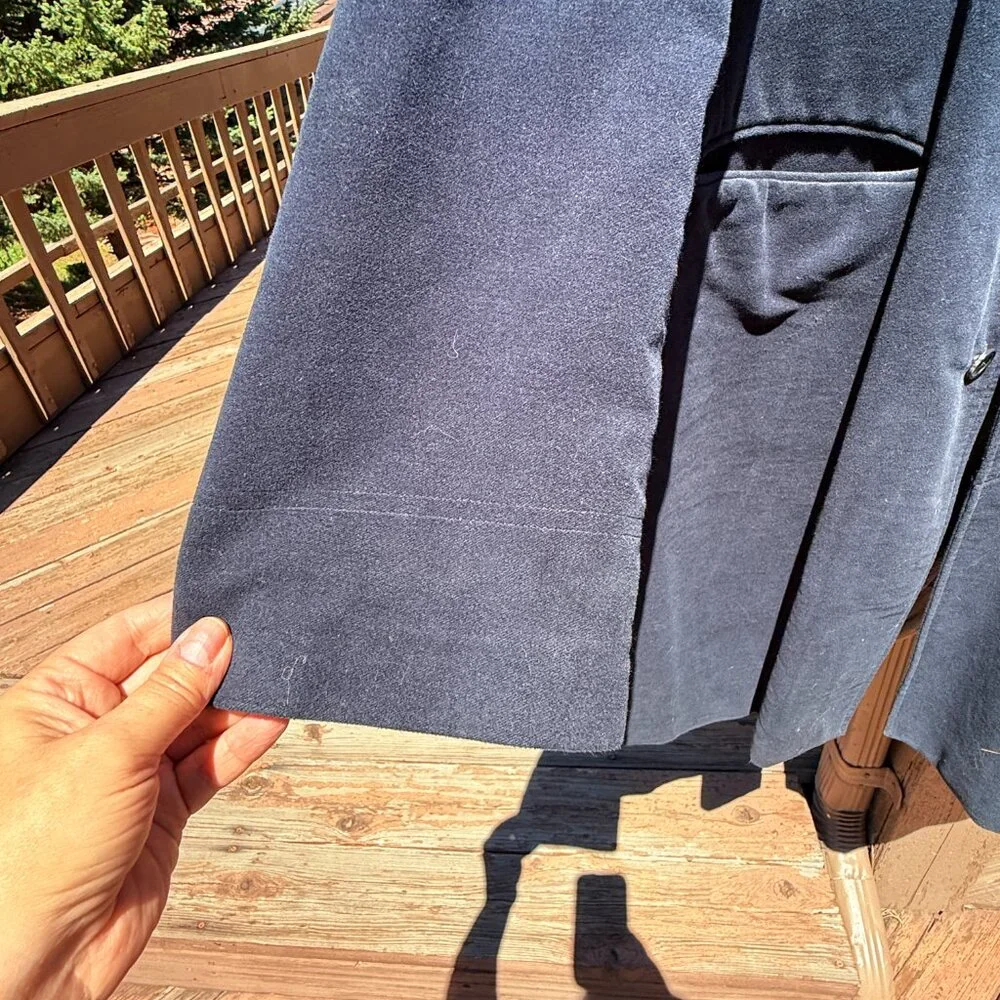 Vintage Banana Republic Men's Navy Button-Down Chestfield Coat